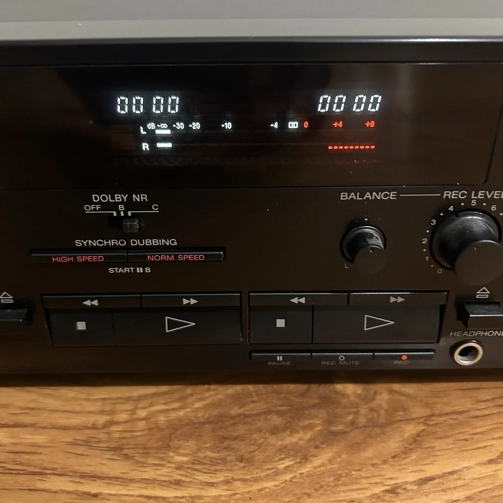 Vintage Sony Model TC-W490 Stereo Dual Cassette Deck Player Japan Black Tested
